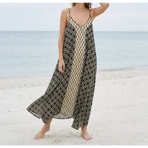 Haute Hippie Maxi Swing Dress XS Boho Beachy Cover Up Cotton Resortwear Festival